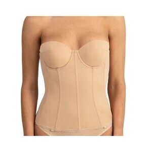 Dominique Low Back Strapless Longline Bra Size 44F Beige Bustier